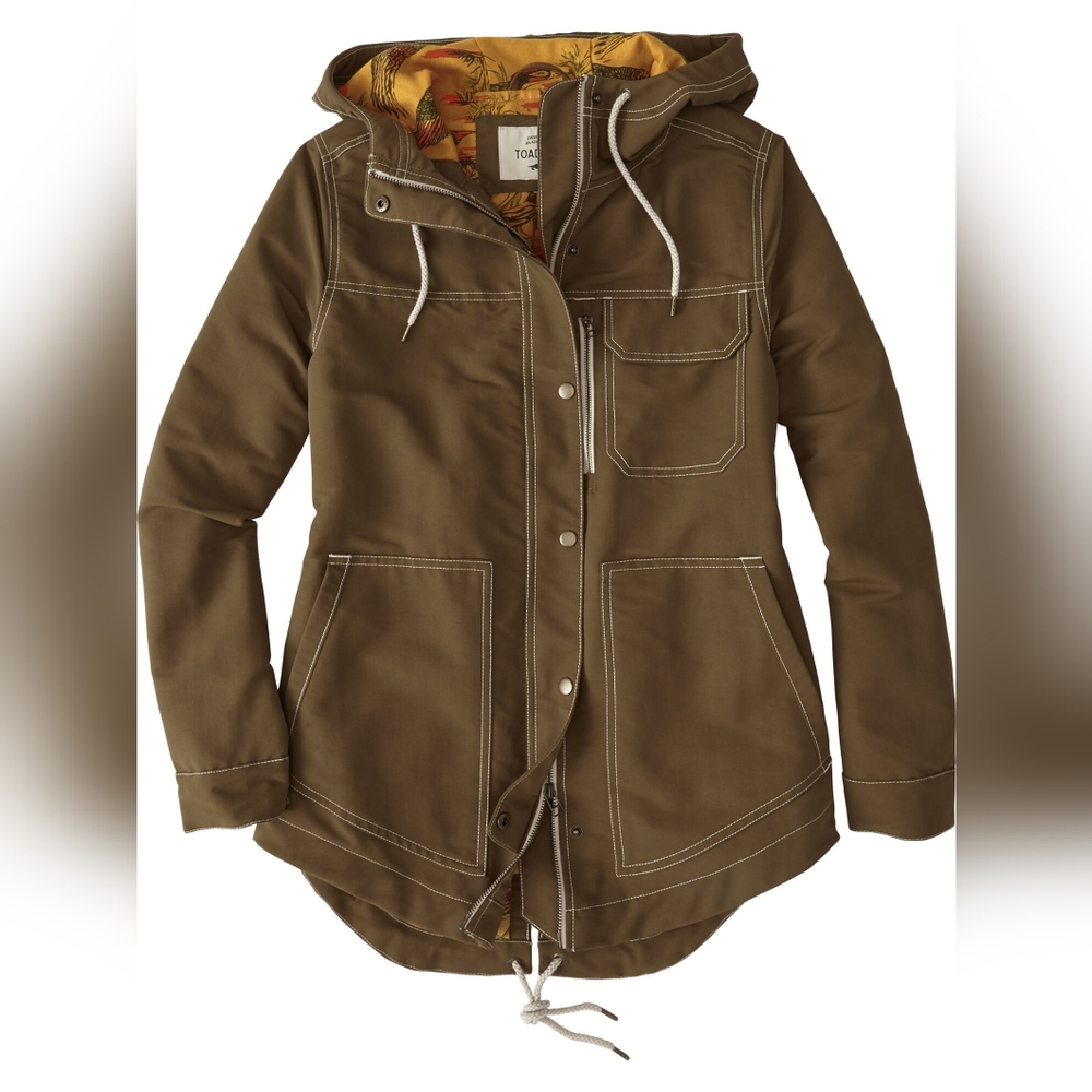 Toad&Co Olive Hooded Utility Jacket with Contrast Lining